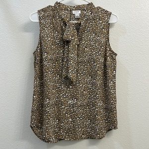 J. Crew factory sleeveless button down leopard print blouse